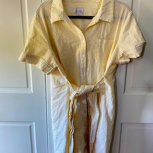 Denim & co yellow seersucker shirt dress size 1X - Picture 5 of 9